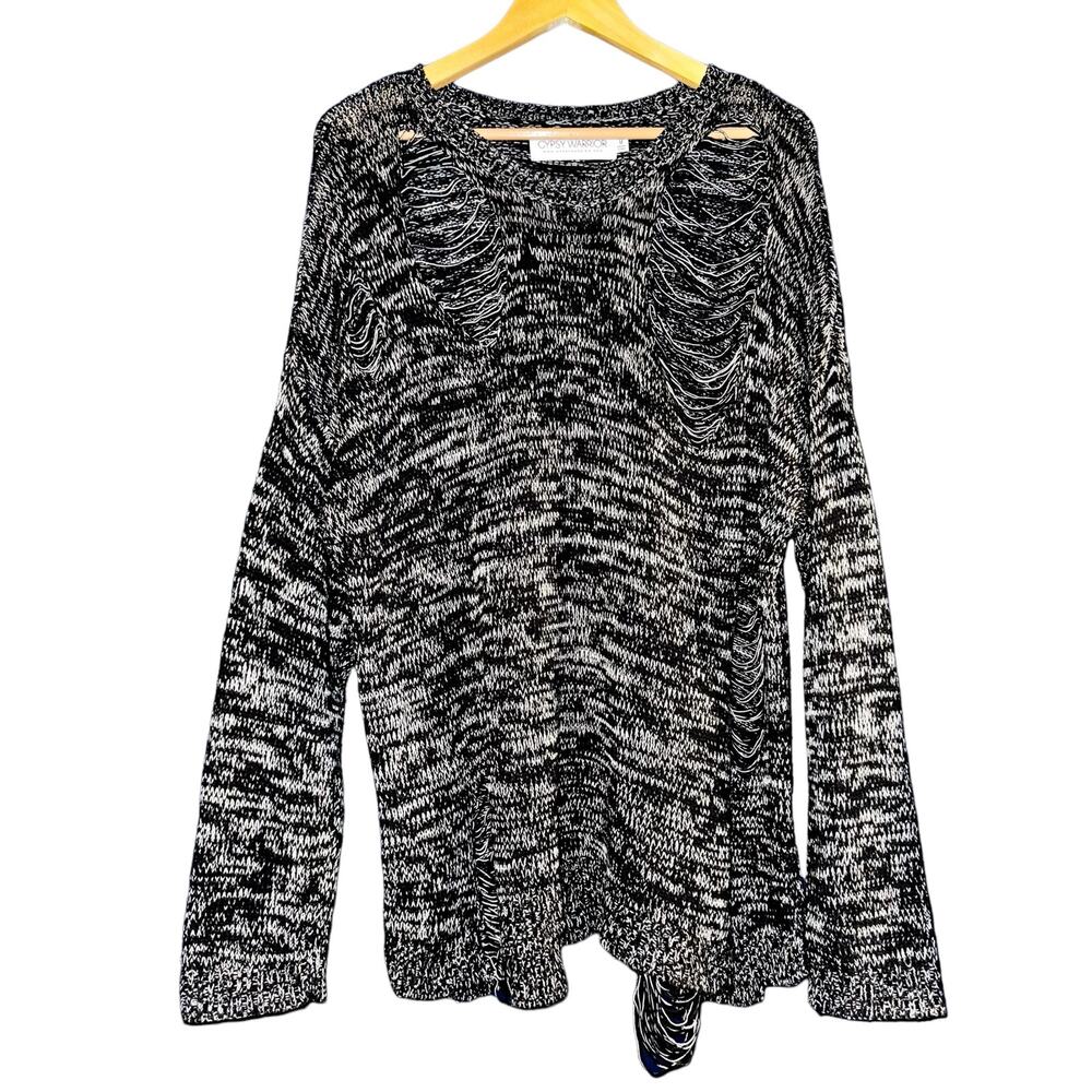 Gypsy Warrior Women’s‎ Distroyed Sweater Tunic Distressed Goth Black Sz M Grunge